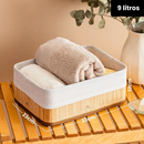 Kit 3 Cestos Organizadores de Bambu Multiuso com Forro