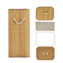 Cesto De Roupa de Bambu Dobravel Organizador 60Litros Forrado Banheiro 60cm Grande Cesto Retangular