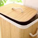 Cesto De Roupa de Bambu Dobravel Organizador 60Litros Forrado Banheiro 60cm Grande Cesto Retangular