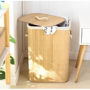 Cesto De Roupa de Bambu Dobravel Organizador 60Litros Forrado Banheiro 60cm Grande Cesto Retangular