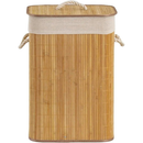 Cesto De Roupa de Bambu Dobravel Organizador 60Litros Forrado Banheiro 60cm Grande Cesto Retangular